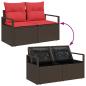 Preview: Gartensofa-set mit Kissen mit Speicher 7 pcs Braun Poly Rattan