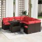 Preview: ARDEBO.de - Gartensofa-set 9 stk. Braun Poly Rattan