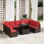 Preview: ARDEBO.de - Gartensofa-set 10 stk. Braun Poly Rattan