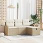 Preview: ARDEBO.de - Sofa Set mit Kissen 4 pcs Beige und Creme Poly-Rattan