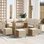 Preview: ARDEBO.de - Gartensofa-set mit Kissen 9 pcs Beige Poly-Rattan