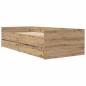 Preview: Bettrahmen Artisan-Eiche 90 x 200 cm Massives Kiefernholz