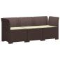 Preview: 3-Sitzer Garten Sofa mit Kissen Rattan-Look PP Braun