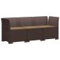Preview: 3-Sitzer Garten Sofa mit Kissen Rattan-Look PP Braun