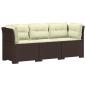 Preview: 3-Sitzer Garten Sofa mit Kissen Rattan-Look PP Braun