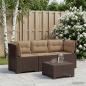 Preview: ARDEBO.de - 3-Sitzer Garten Sofa mit Kissen Rattan-Look PP Braun