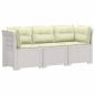 Preview: ARDEBO.de - 3-Sitzer Garten Sofa mit Kissen Rattan-Look PP Weiß