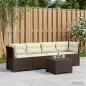 Preview: ARDEBO.de - 4-Sitzer Gartensofa mit Kissen Rattan Look PP Braun