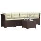 Preview: 4-Sitzer Gartensofa mit Kissen Rattan Look PP Braun