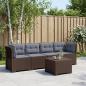 Preview: ARDEBO.de - 4-Sitzer Gartensofa mit Kissen Rattan Look PP Braun