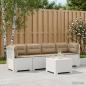Preview: ARDEBO.de - 4-Sitzer Gartensofa mit Kissen Rattan Look PP Weiß
