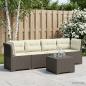 Preview: ARDEBO.de - 4-Sitzer Gartensofa mit Kissen Rattan Look PP Hellgrau