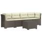 Preview: 4-Sitzer Gartensofa mit Kissen Rattan Look PP Hellgrau