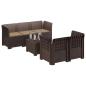 Preview: 5-Sitzer Gartensofa mit Kissen Rattan-Look PP Braun
