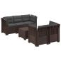 Preview: 5-Sitzer Gartensofa mit Kissen Rattan-Look PP Braun