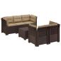 Preview: 5-Sitzer Gartensofa mit Kissen Rattan-Look PP Braun