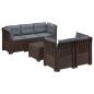 Preview: 5-Sitzer Gartensofa mit Kissen Rattan-Look PP Braun