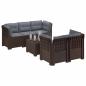 Preview: 5-Sitzer Gartensofa mit Kissen Rattan-Look PP Braun
