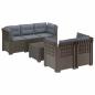 Preview: 5-Sitzer Gartensofa mit Kissen Rattan-Look PP Hellgrau