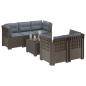 Preview: 5-Sitzer Gartensofa mit Kissen Rattan-Look PP Hellgrau