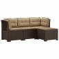 Preview: 4-Sitzer Garten Sofa mit Kissen Rattan Look PP Braun