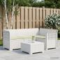 Preview: ARDEBO.de - 4-Sitzer Gartensofa mit Kissen Rattan-Look PP Weiß