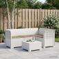Preview: ARDEBO.de - 4-Sitzer Gartensofa mit Kissen Rattan-Look PP Weiß