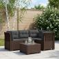 Preview: ARDEBO.de - 4-Sitzer Gartensofa mit Kissen Rattan-Look PP Braun