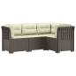 Preview: 4-Sitzer Gartensofa mit Kissen Rattan-Look PP Hellgrau