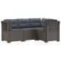 Preview: 4-Sitzer Gartensofa mit Kissen Rattan-Look PP Hellgrau