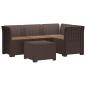 Preview: 4-Sitzer Garten Sofa mit Kissen Rattan Look PP Braun