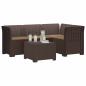 Preview: 4-Sitzer Garten Sofa mit Kissen Rattan Look PP Braun