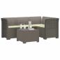 Preview: 4-Sitzer Garten Sofa mit Kissen Rattan Look PP Hellgrau