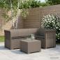 Preview: ARDEBO.de - 4-Sitzer Garten Sofa mit Kissen Rattan Look PP Hellgrau