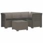 Preview: 4-Sitzer Garten Sofa mit Kissen Rattan Look PP Hellgrau