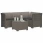 Preview: 4-Sitzer Garten Sofa mit Kissen Rattan Look PP Hellgrau