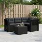 Preview: ARDEBO.de - 4-Sitzer Garten Sofa mit Kissen Rattan Look PP Anthrazit