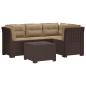 Preview: 4-Sitzer Garten Sofa mit Kissen Rattan Look PP Braun