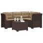 Preview: 4-Sitzer Garten Sofa mit Kissen Rattan Look PP Braun