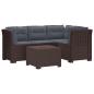 Preview: 4-Sitzer Garten Sofa mit Kissen Rattan Look PP Braun
