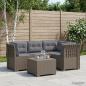 Preview: ARDEBO.de - 4-Sitzer Garten Sofa mit Kissen Rattan Look PP Hellgrau