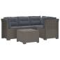 Preview: 4-Sitzer Garten Sofa mit Kissen Rattan Look PP Hellgrau