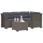 Preview: 4-Sitzer Garten Sofa mit Kissen Rattan Look PP Hellgrau