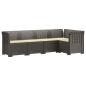Preview: 5-Sitzer Gartensofa mit Kissen Rattan-Look PP Hellgrau
