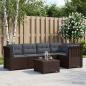 Preview: ARDEBO.de - 5-Sitzer Gartensofa mit Kissen Rattan-Look PP Braun