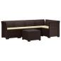 Preview: 5-Sitzer Gartensofa mit Kissen Rattan-Look PP Braun