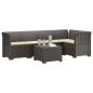 Preview: 5-Sitzer Gartensofa mit Kissen Rattan-Look PP Hellgrau