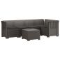 Preview: 5-Sitzer Gartensofa mit Kissen Rattan-Look PP Hellgrau