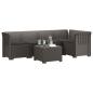 Preview: 5-Sitzer Gartensofa mit Kissen Rattan-Look PP Hellgrau