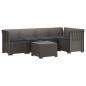 Preview: 5-Sitzer Gartensofa mit Kissen Rattan-Look PP Hellgrau